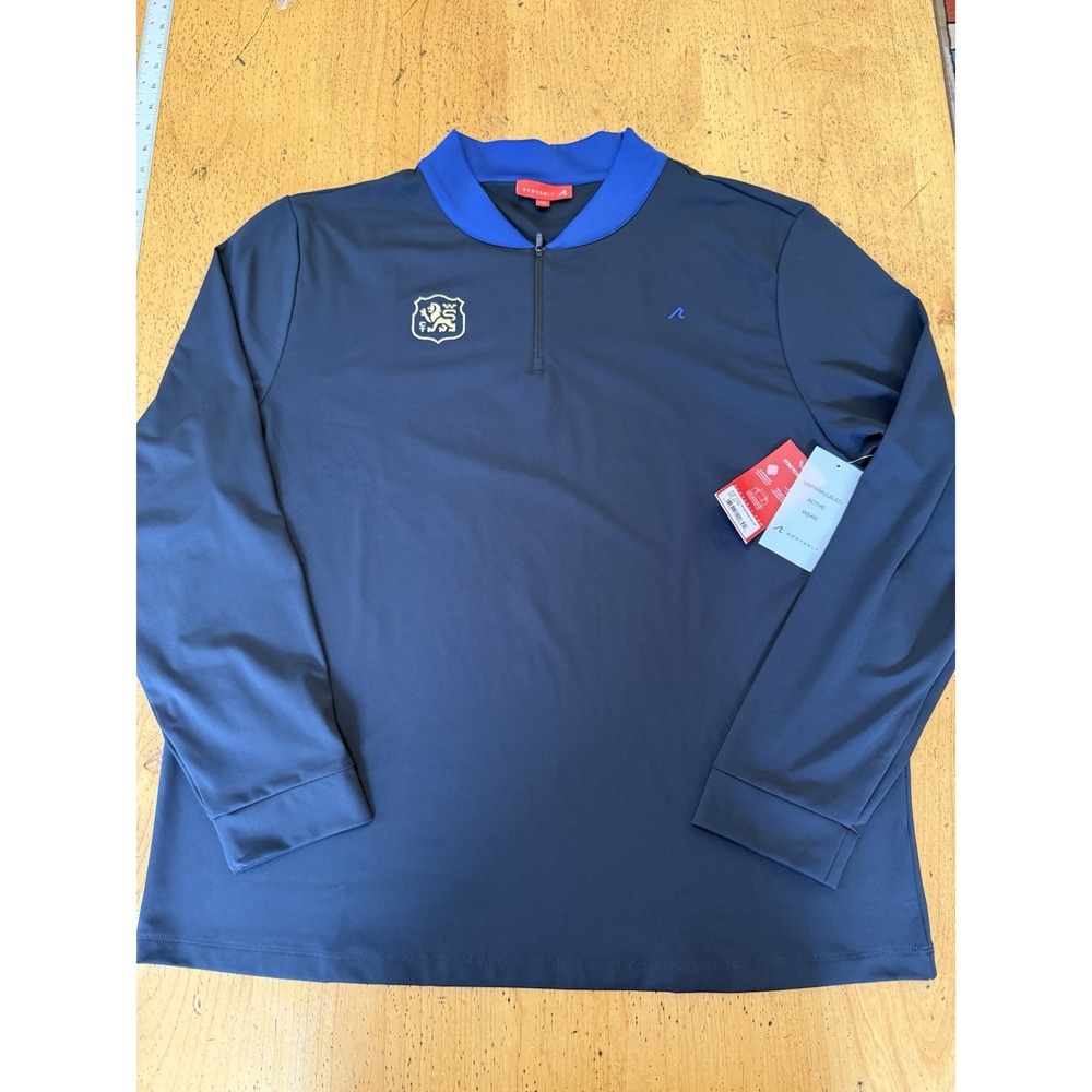 New With Tags Redvanly Briar Quarter Zip Shirt 2XLarge Tuxedo Blue Trim